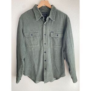 Brixton Bowery Corduroy Long-Sleeve Button-Up Shirt in the Military Olive